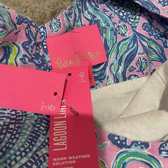 NWT Lilly Pulitzer 0 XS Lilac Rose WE MERMAID IT‎ MAURINA SHIFT 100% Linen Dress - Picture 5 of 16